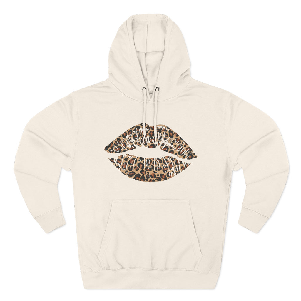 Leopard Print Kiss Lips Hoodie | Animal Print Lip Design