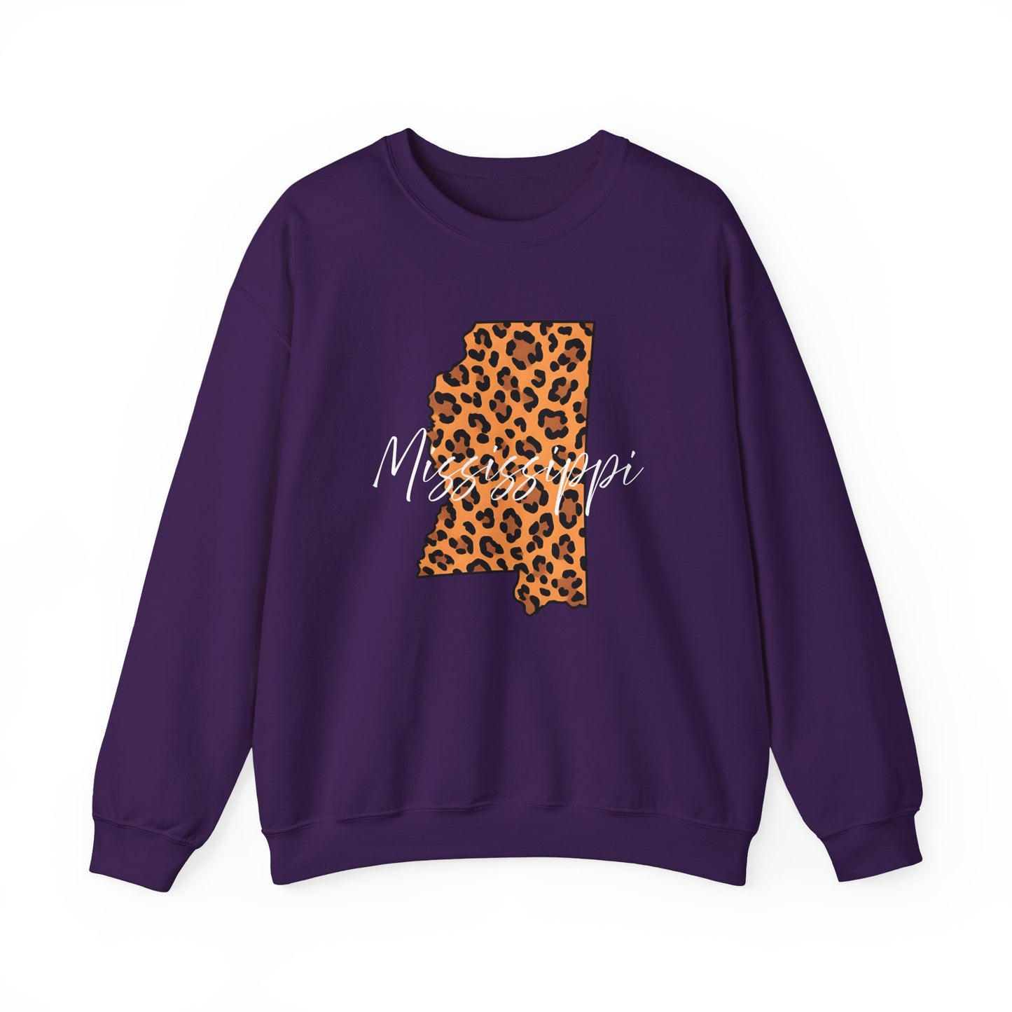 Leopard Print Mississippi Sweatshirt, Animal Print Pullover, Unisex Crewneck, Mississippi Gift, Cozy Leopard Sweatshirt