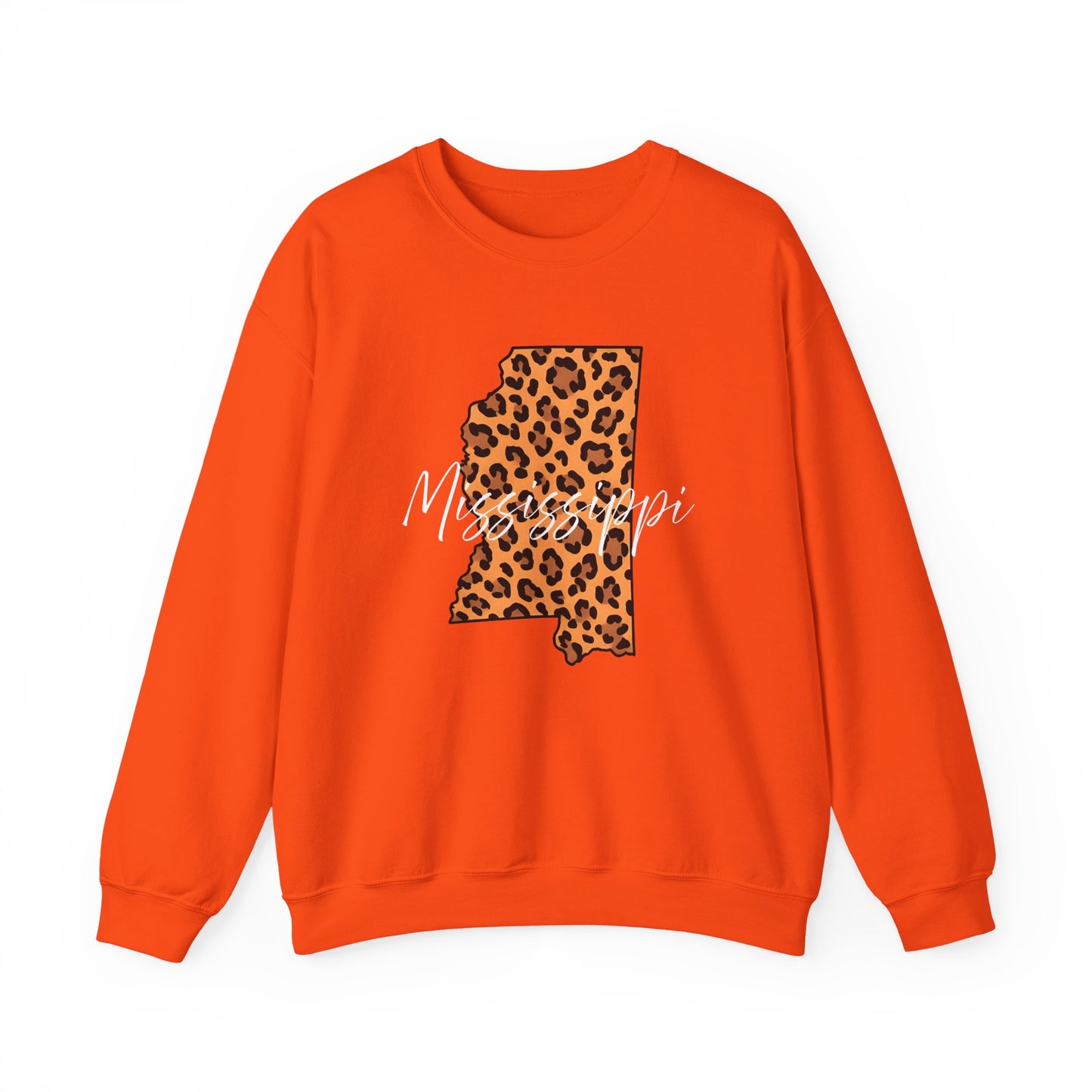 Leopard Print Mississippi Sweatshirt, Animal Print Pullover, Unisex Crewneck, Mississippi Gift, Cozy Leopard Sweatshirt