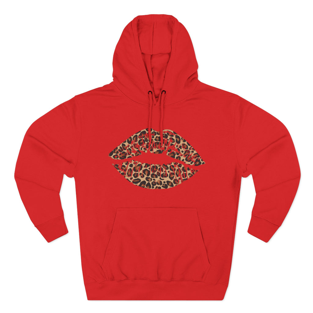 Leopard Print Kiss Lips Hoodie | Animal Print Lip Design