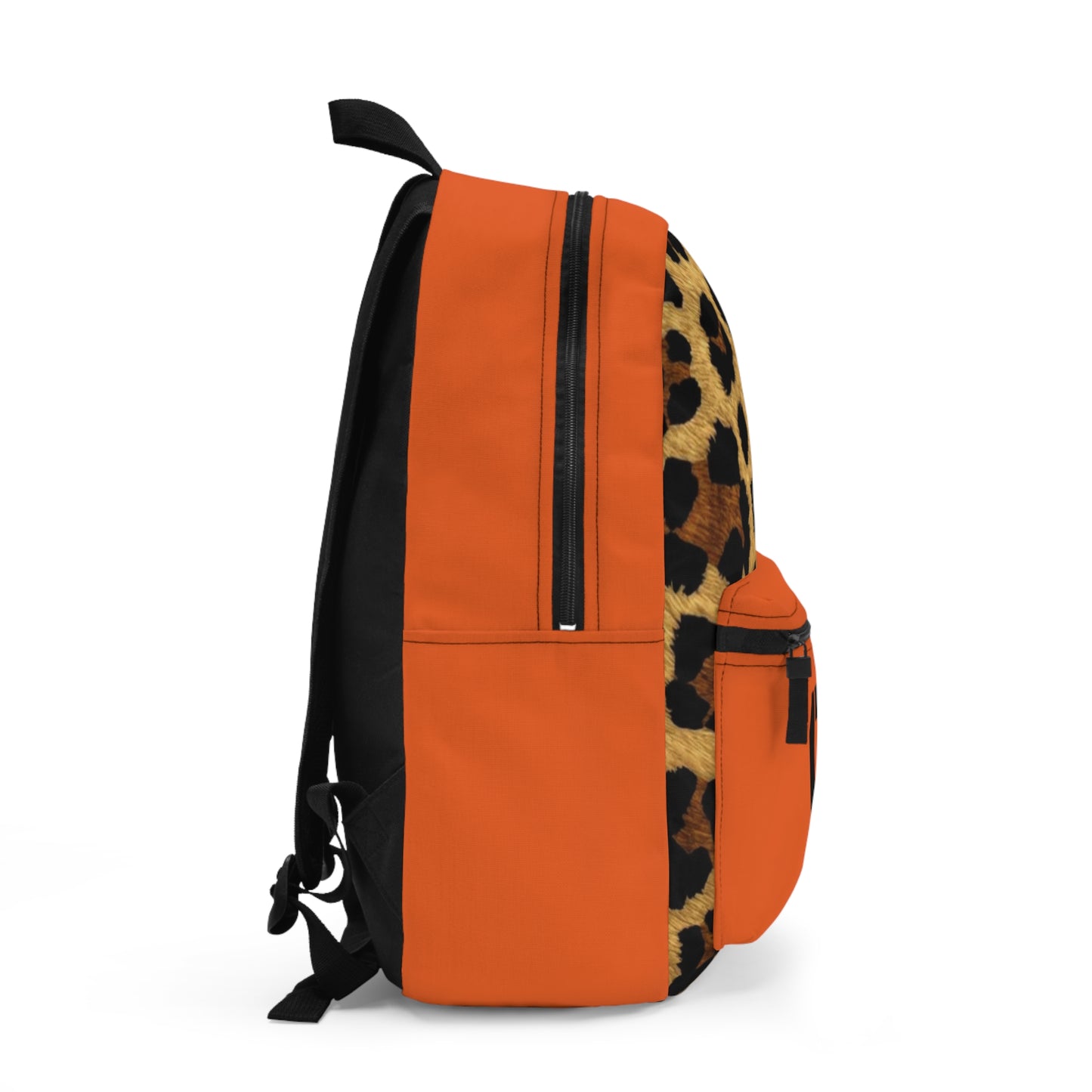 Leopard Print Pocket Backpack | Canvas Bag - Orange