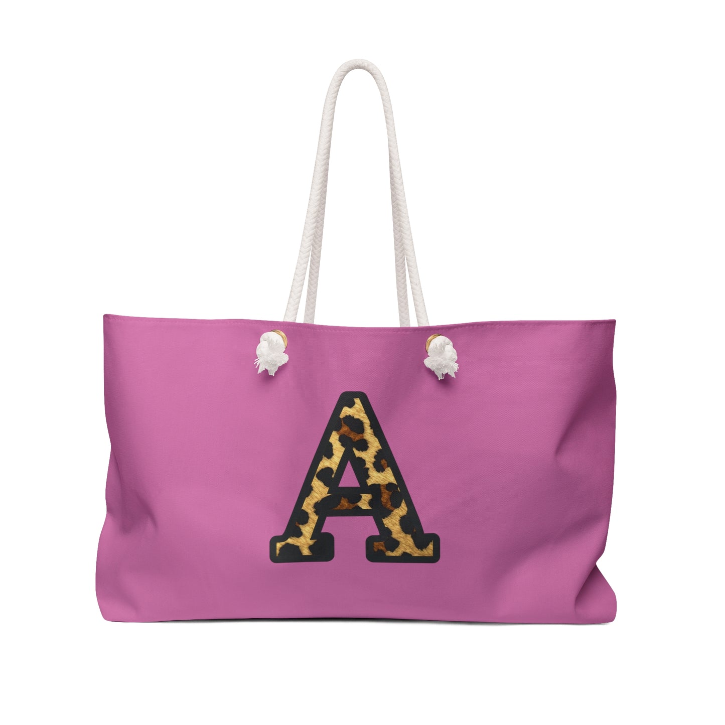 Leopard Initial Weekender Bag | Pink Monogram Tote