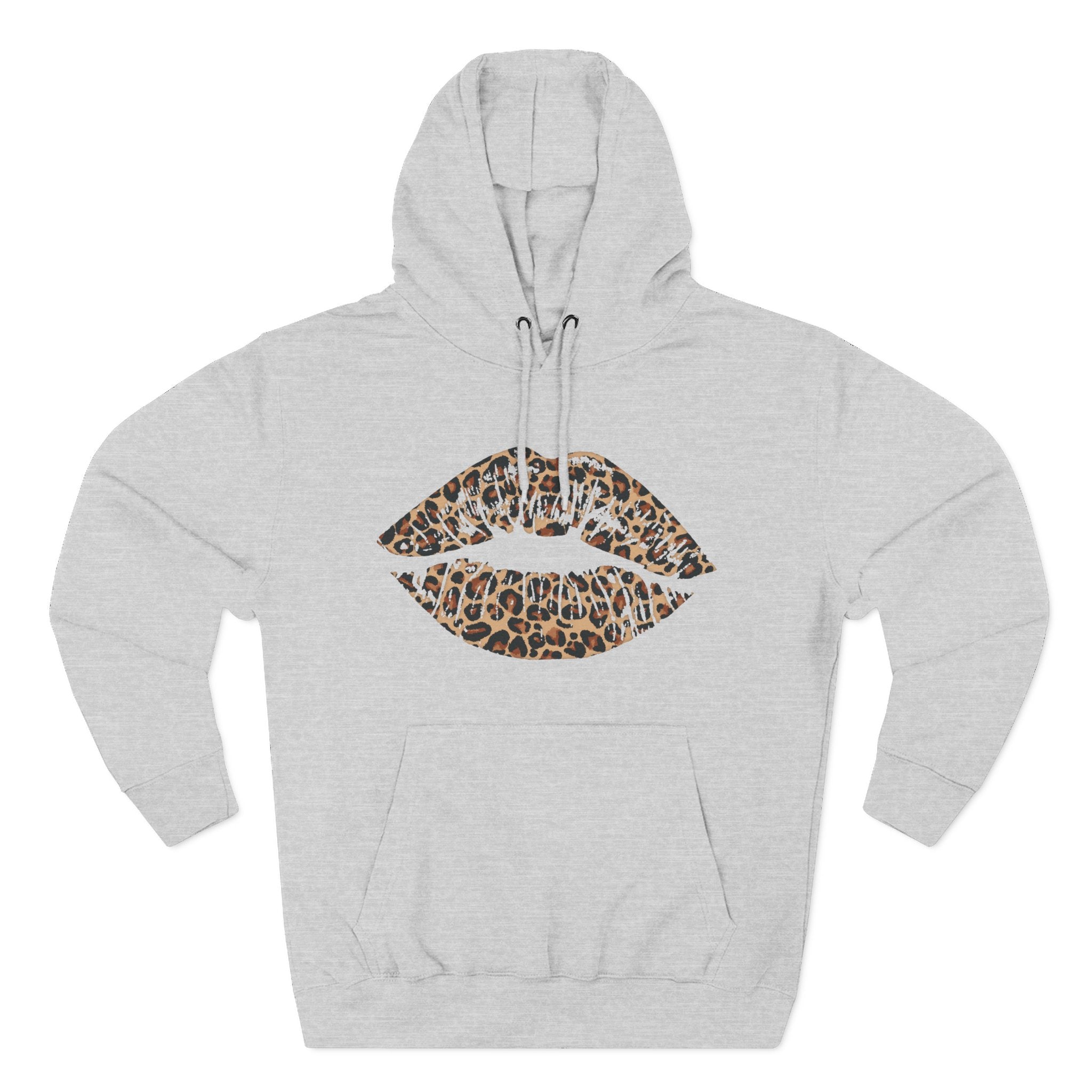 Leopard Print Kiss Lips Hoodie | Animal Print Lip Design
