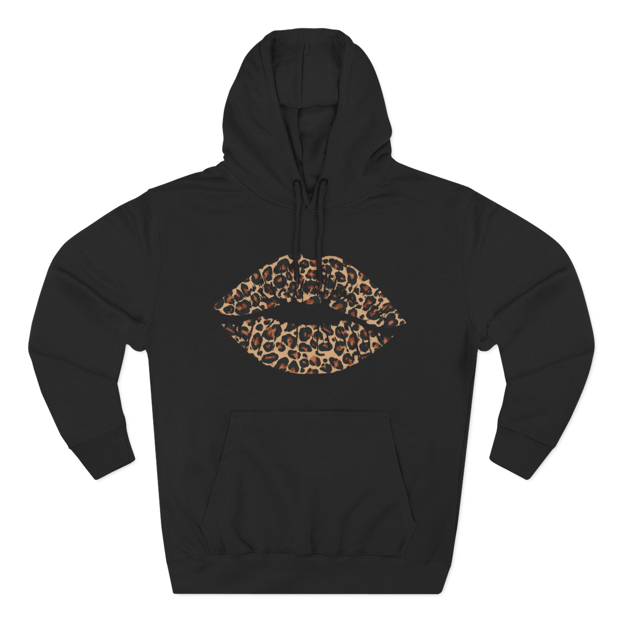Leopard Print Kiss Lips Hoodie | Animal Print Lip Design