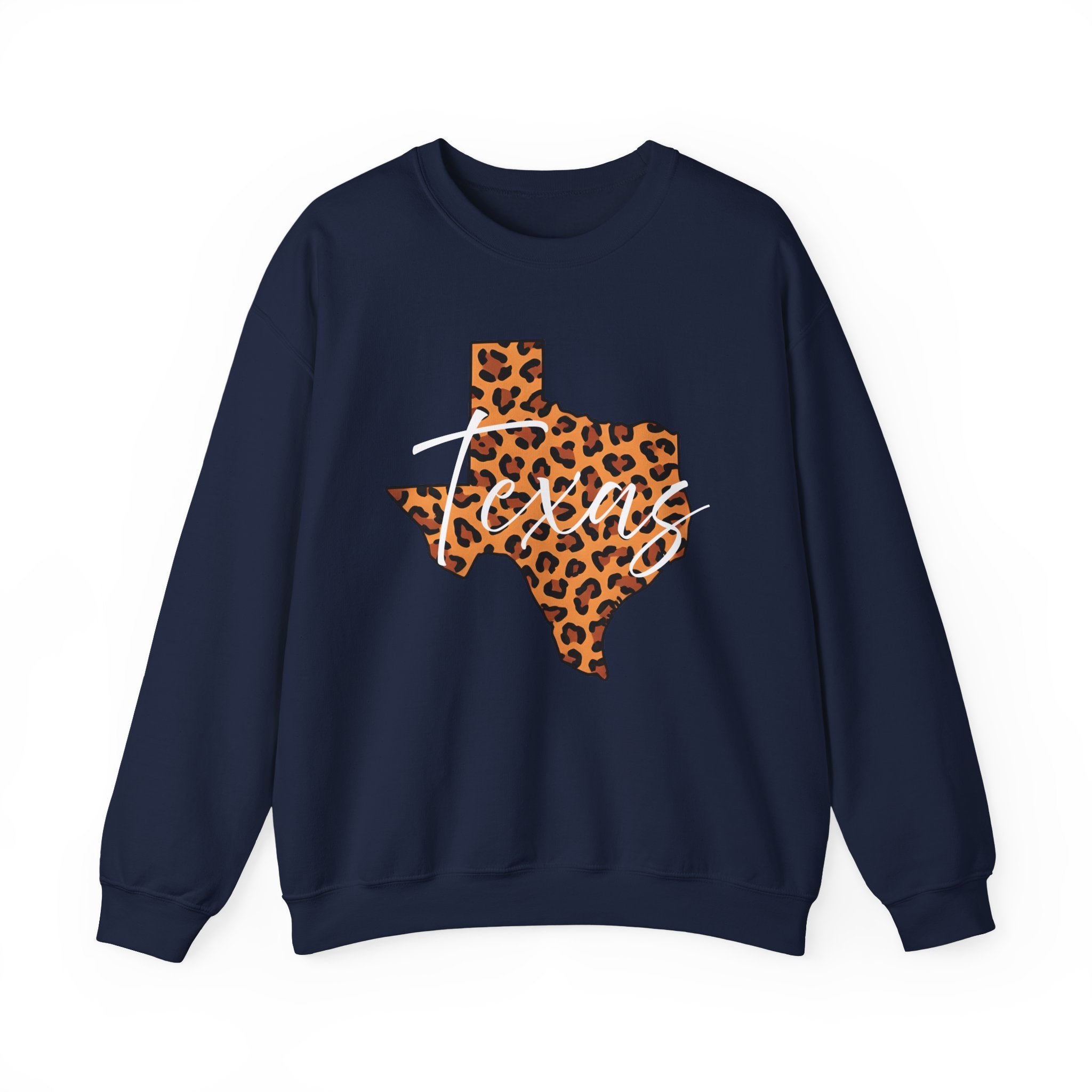 Leopard Print Texas Sweatshirt, Animal Print Pullover, Unisex Crewneck, Texas Gift, Cozy Leopard Sweatshirt, Wildlife Lover
