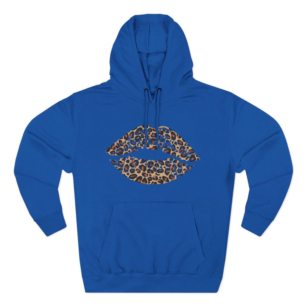 Leopard Print Kiss Lips Hoodie | Animal Print Lip Design