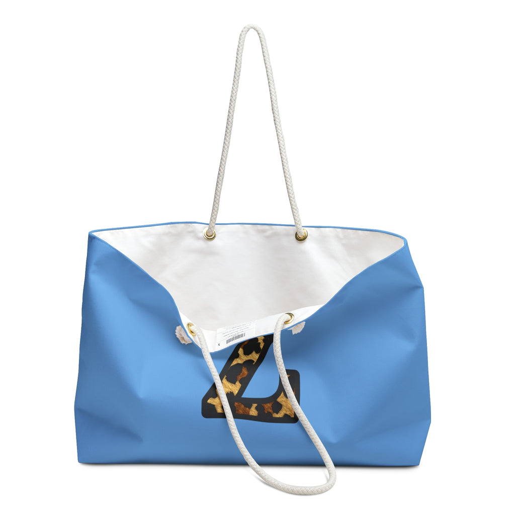 Leopard Initial Weekender Bag | Blue Monogram Tote
