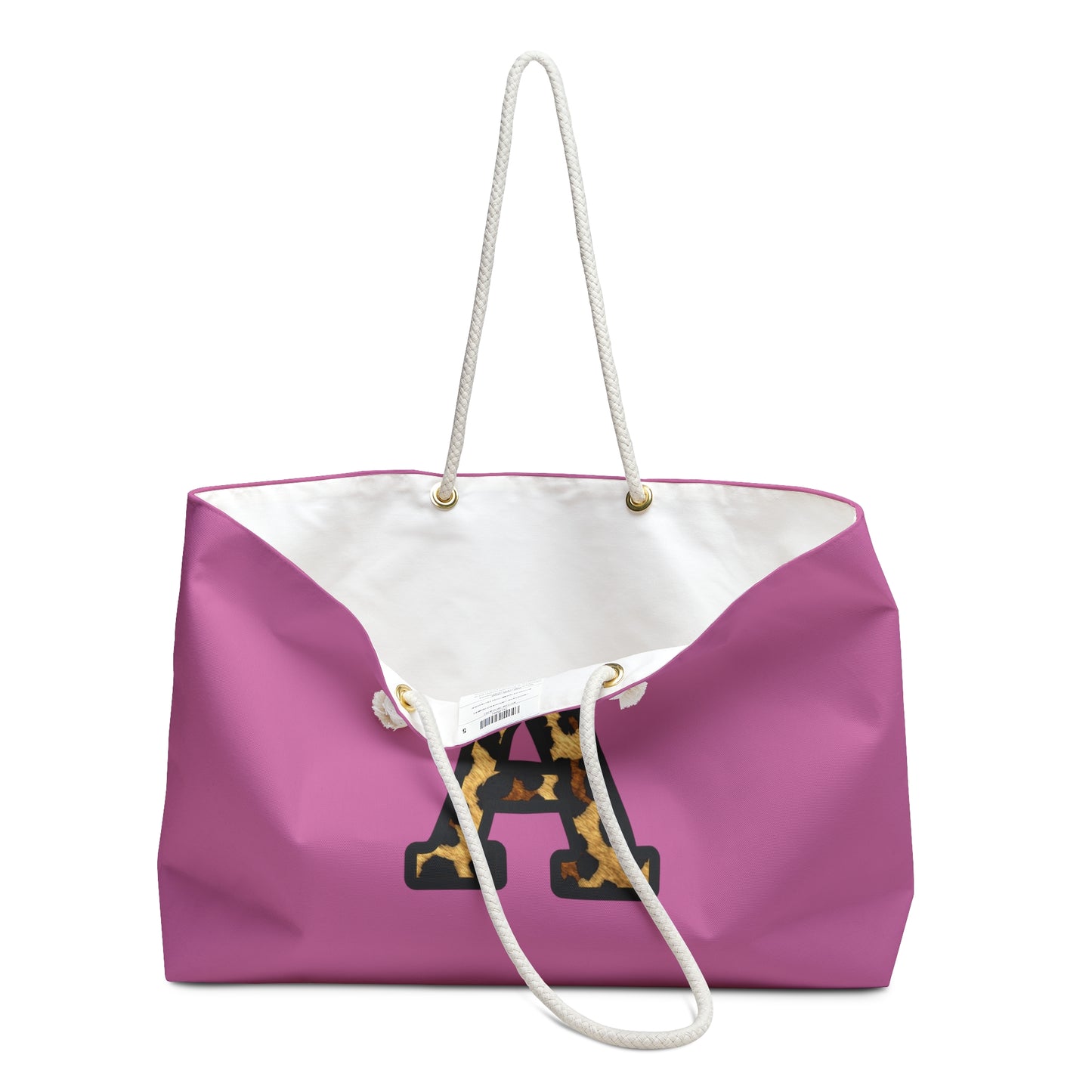 Leopard Initial Weekender Bag | Pink Monogram Tote