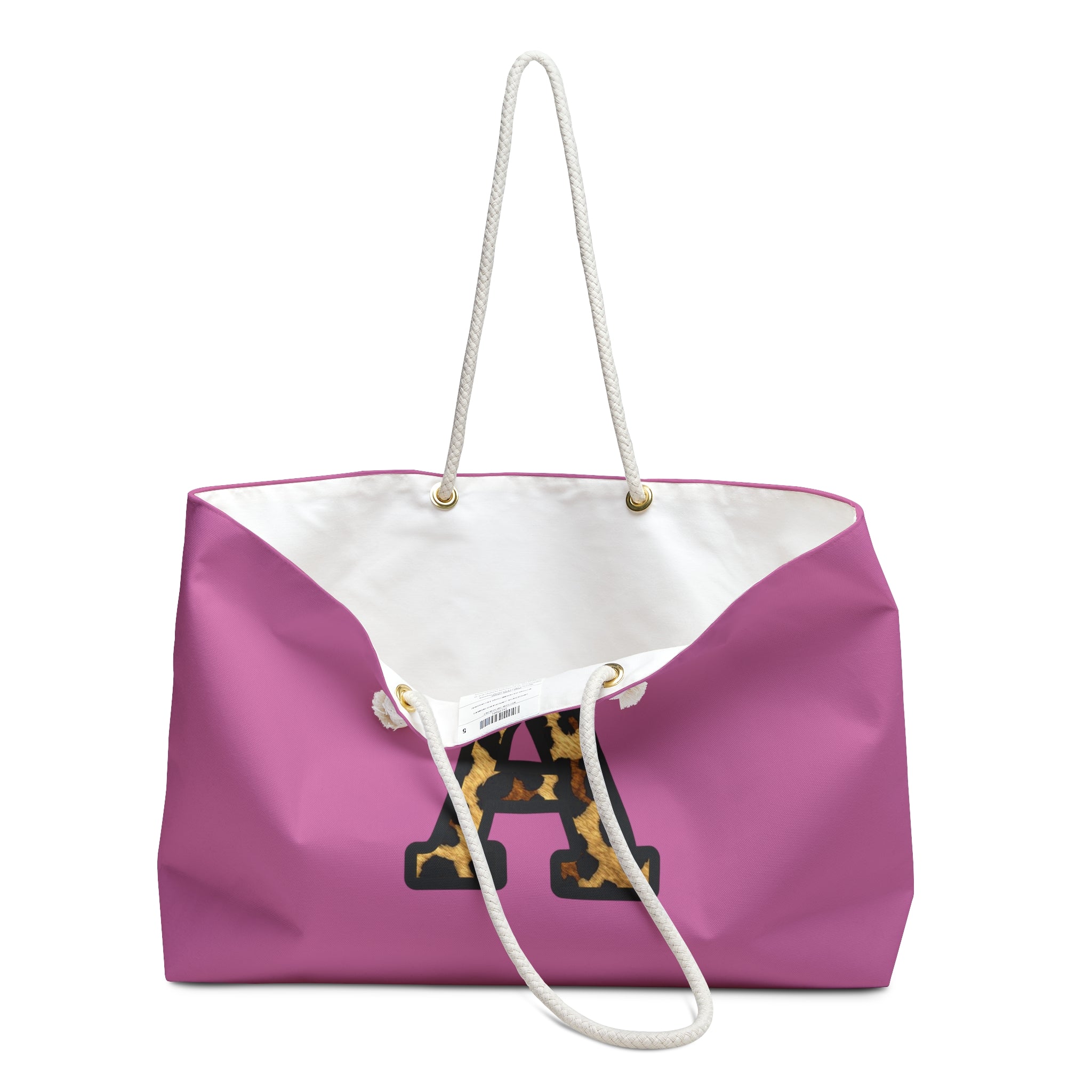 Leopard Initial Weekender Bag | Pink Monogram Tote