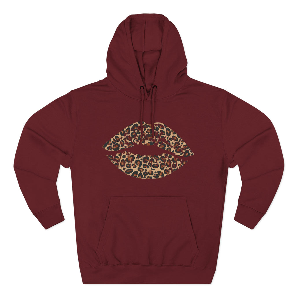 Leopard Print Kiss Lips Hoodie | Animal Print Lip Design