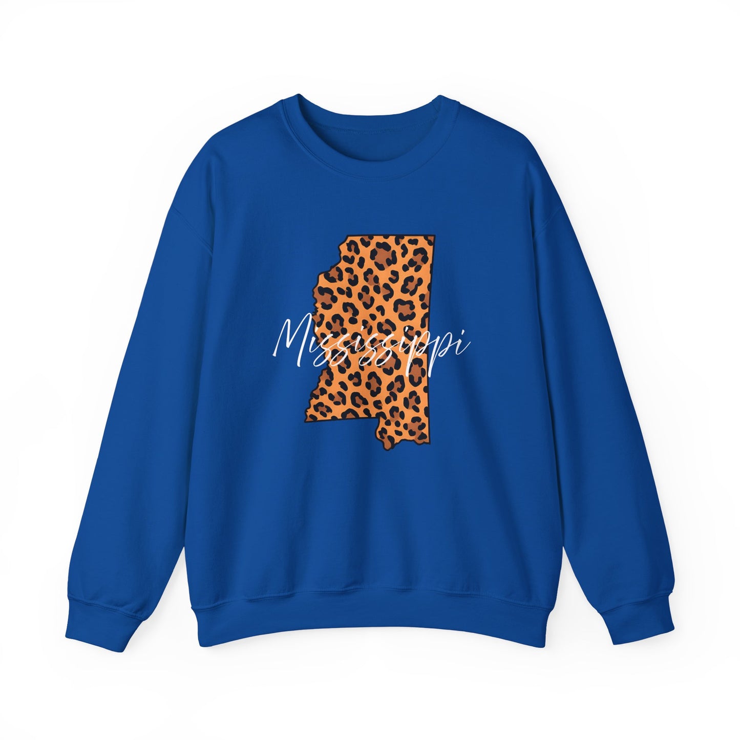 Leopard Print Mississippi Sweatshirt, Animal Print Pullover, Unisex Crewneck, Mississippi Gift, Cozy Leopard Sweatshirt