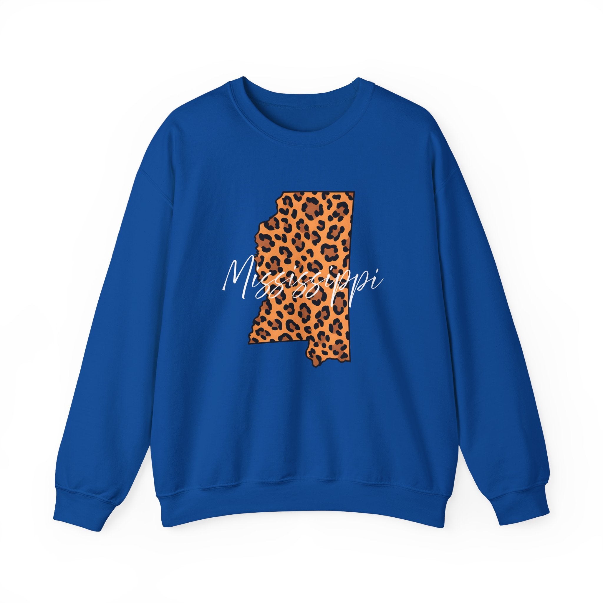 Leopard Print Mississippi Sweatshirt, Animal Print Pullover, Unisex Crewneck, Mississippi Gift, Cozy Leopard Sweatshirt