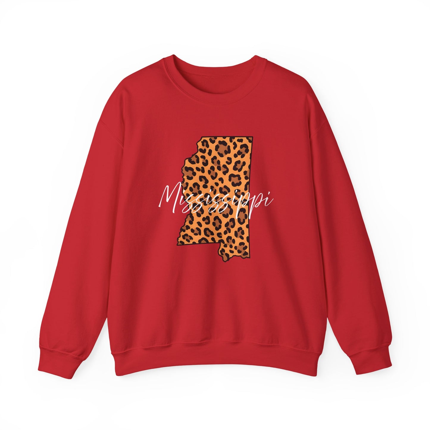 Leopard Print Mississippi Sweatshirt, Animal Print Pullover, Unisex Crewneck, Mississippi Gift, Cozy Leopard Sweatshirt