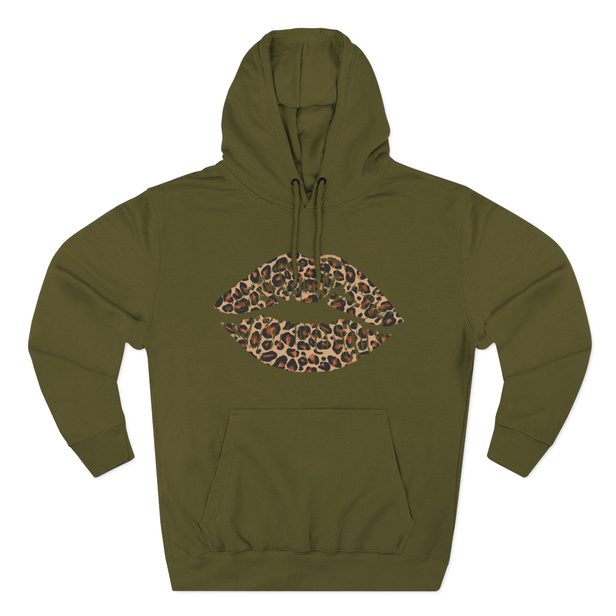 Leopard Print Kiss Lips Hoodie | Animal Print Lip Design