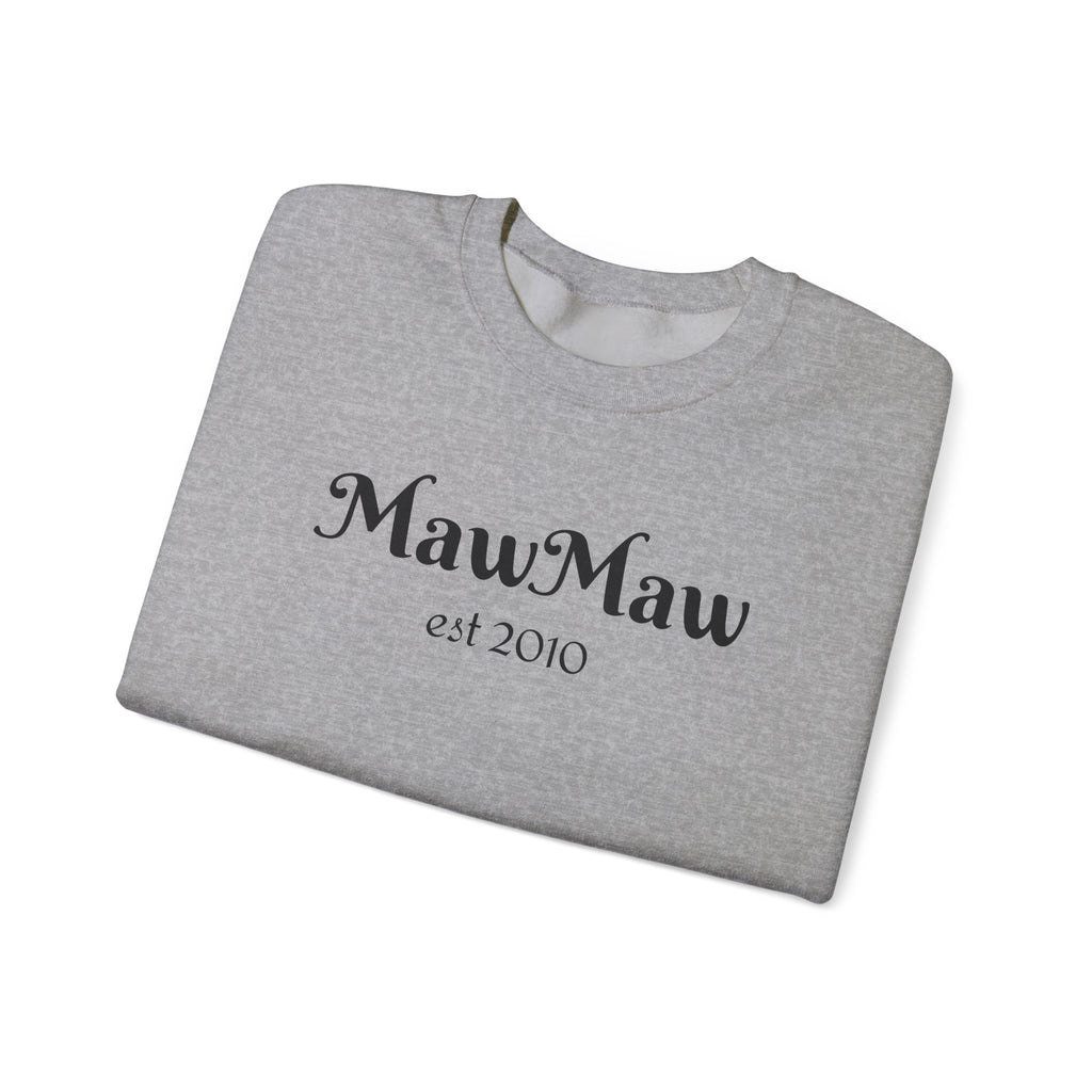 MawMaw Personalized Crewneck Sweatshirt —  Leopard Heart Sleeve Design