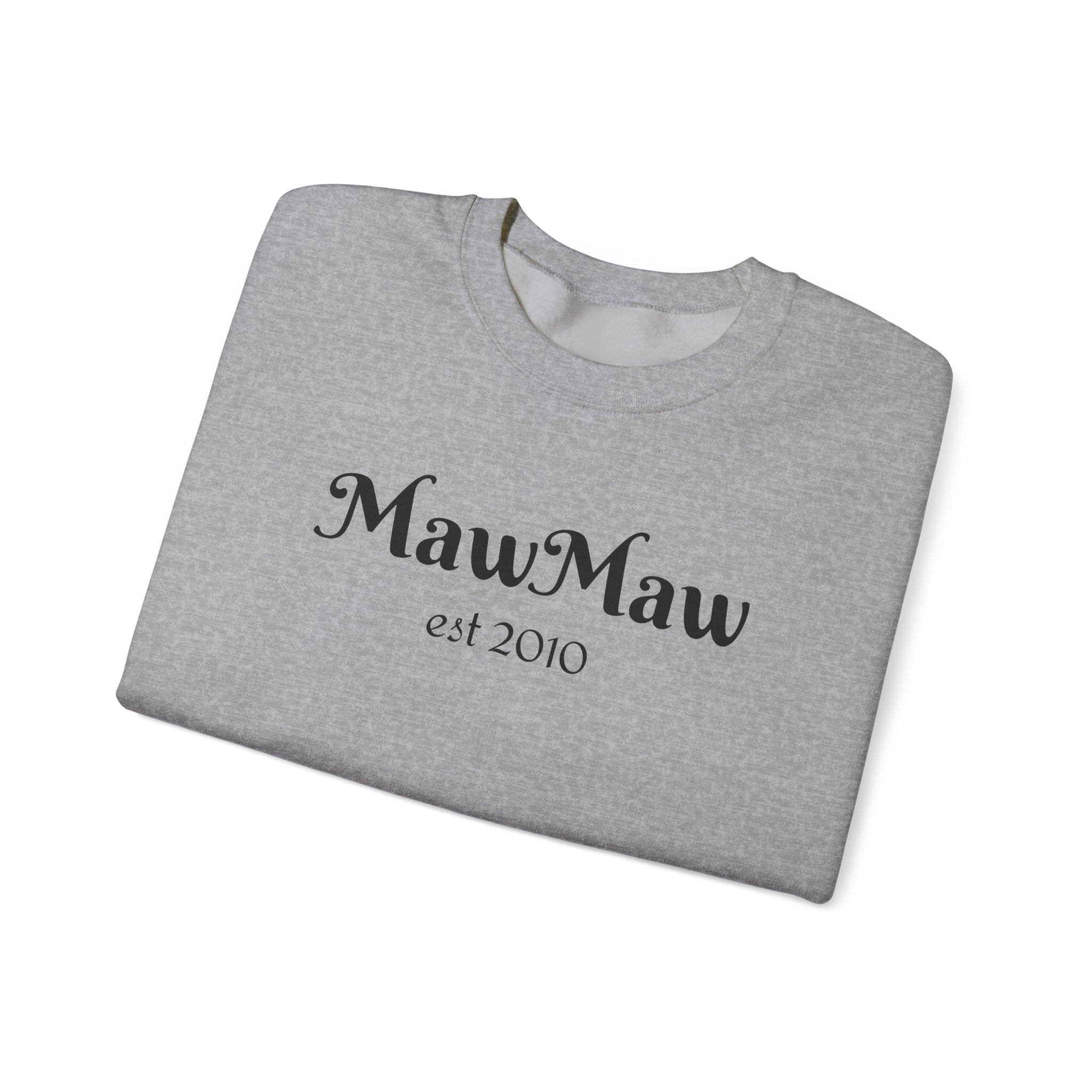 MawMaw Personalized Crewneck Sweatshirt —  Leopard Heart Sleeve Design