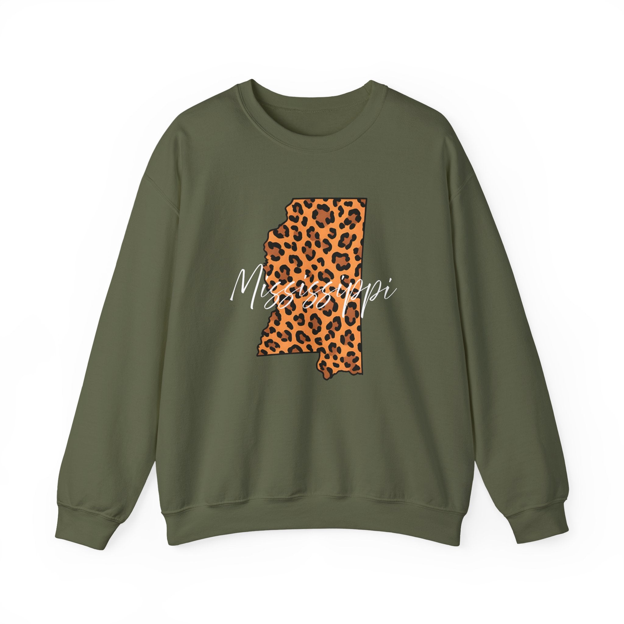 Leopard Print Mississippi Sweatshirt, Animal Print Pullover, Unisex Crewneck, Mississippi Gift, Cozy Leopard Sweatshirt