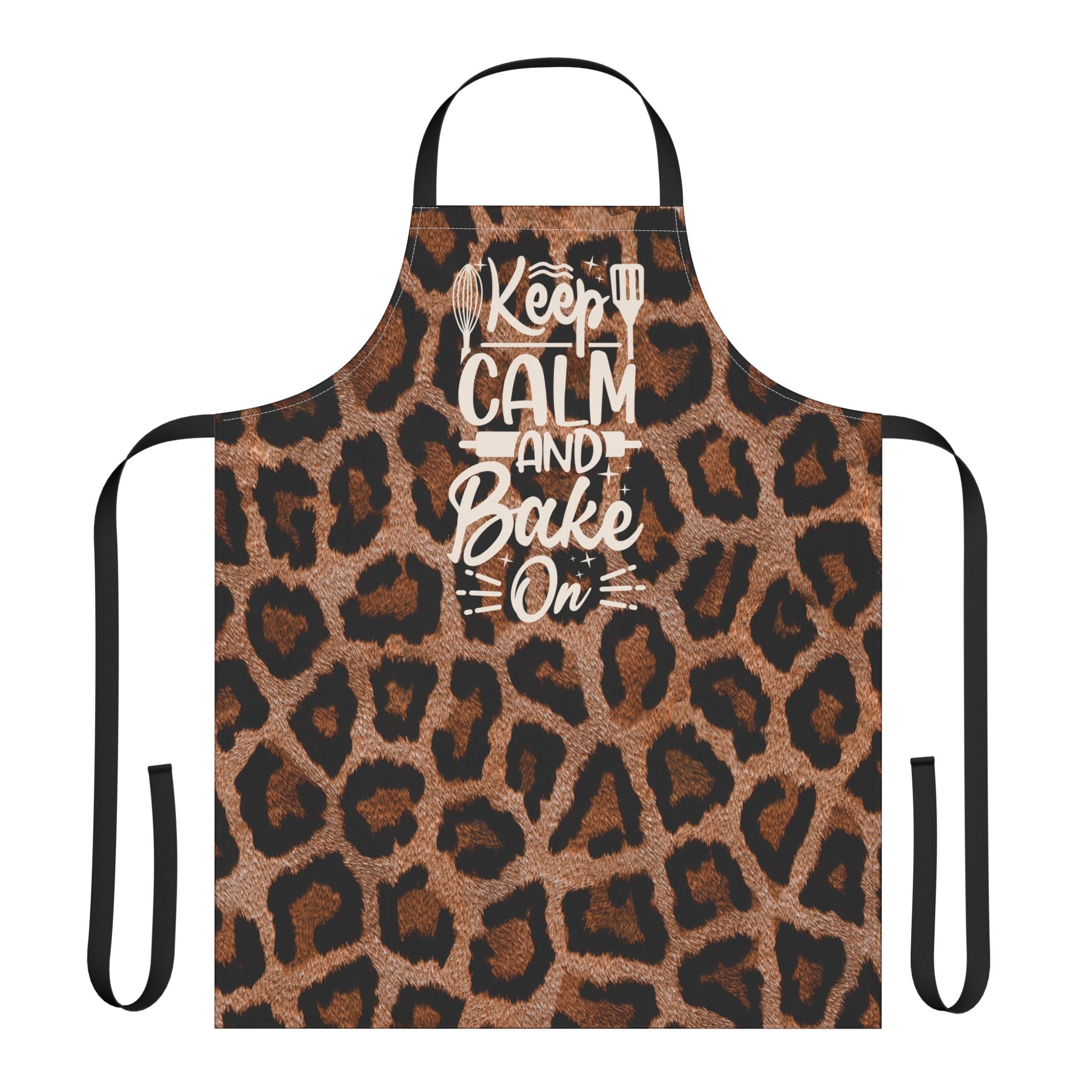 Keep Calm and Bake On Leopard Print Apron