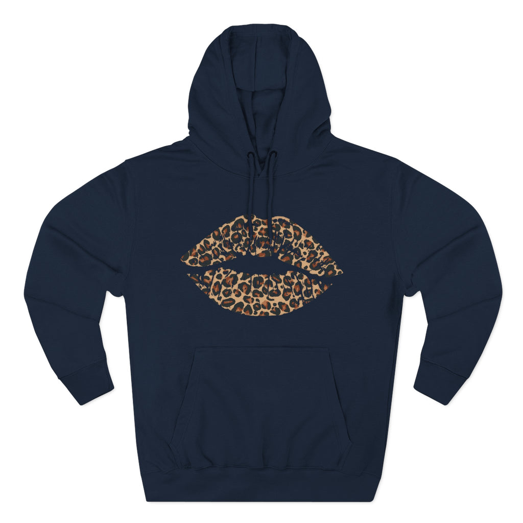 Leopard Print Kiss Lips Hoodie | Animal Print Lip Design