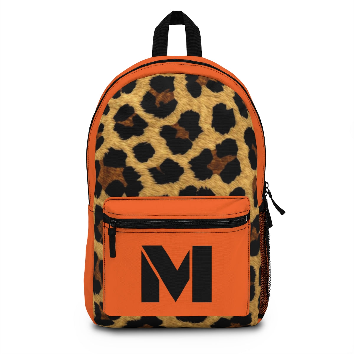 Leopard Print Pocket Backpack | Canvas Bag - Orange