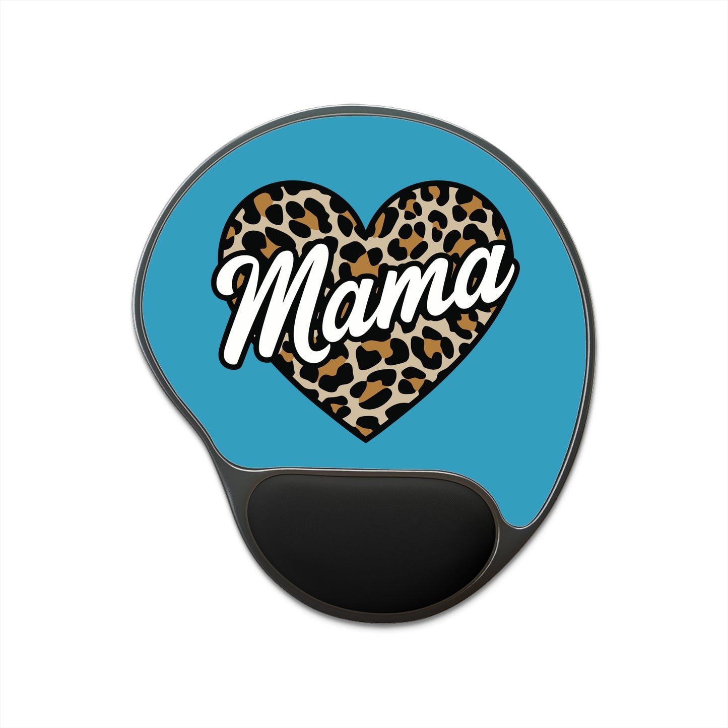 Leopard Print Mama Mouse Pad with Wrist Rest | Animal Print Desk Accessory