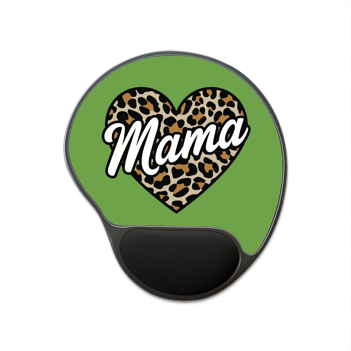 Leopard Print Mama Mouse Pad with Wrist Rest | Animal Print Desk Accessory
