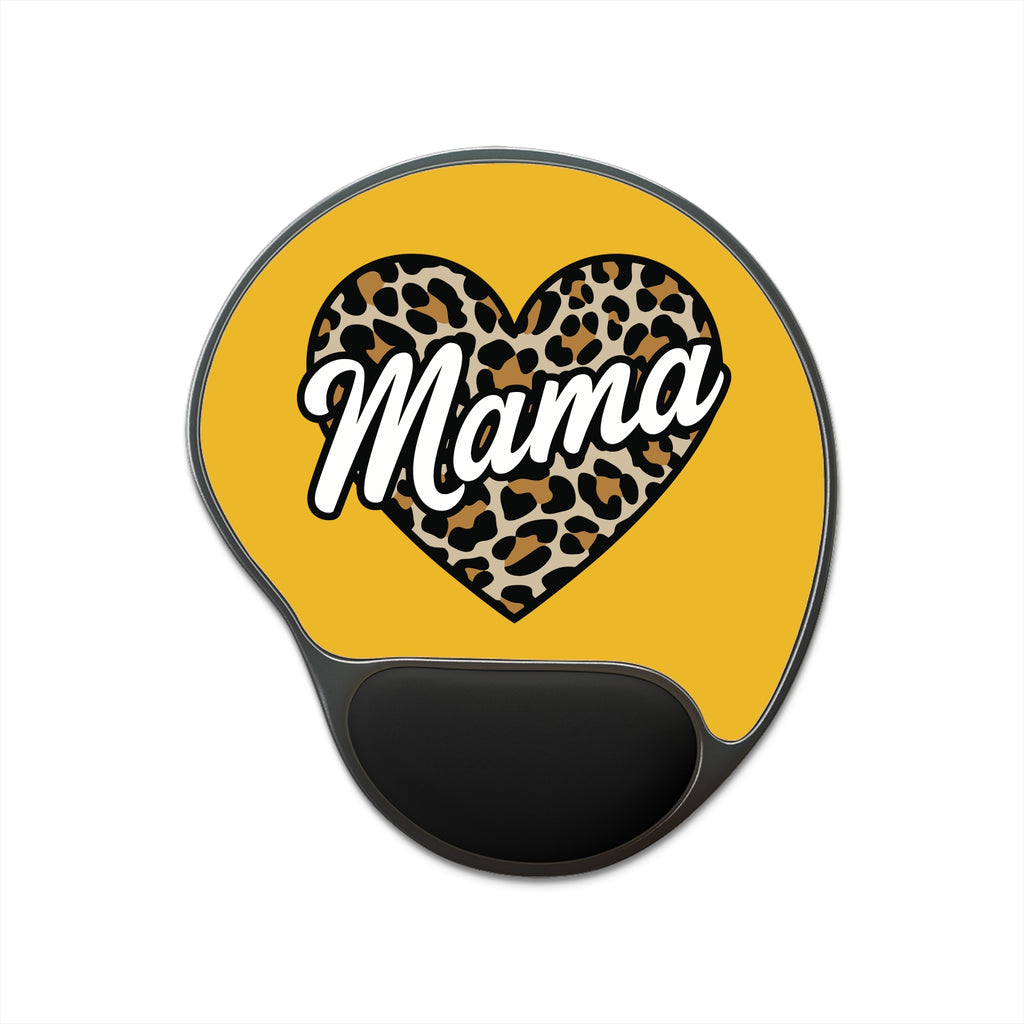 Leopard Print Mama Mouse Pad with Wrist Rest | Animal Print Desk Accessory