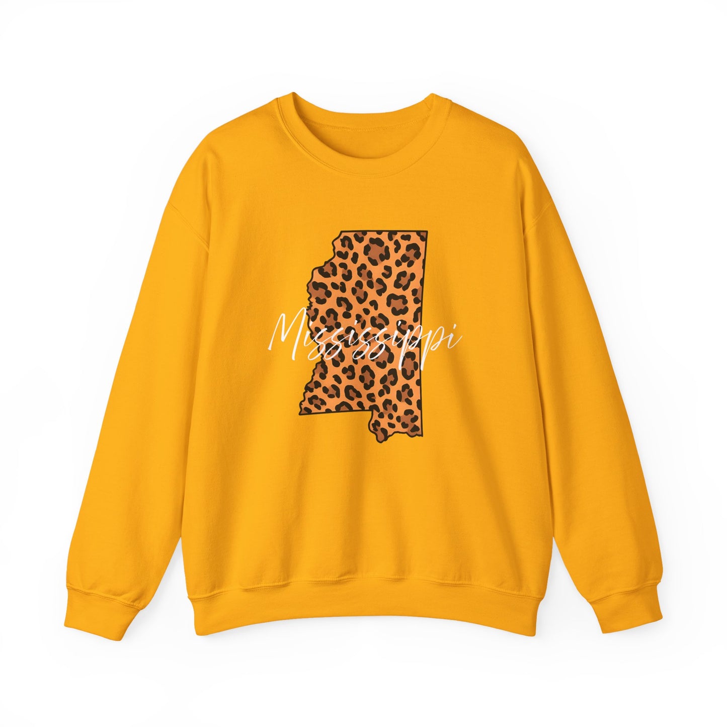 Leopard Print Mississippi Sweatshirt, Animal Print Pullover, Unisex Crewneck, Mississippi Gift, Cozy Leopard Sweatshirt