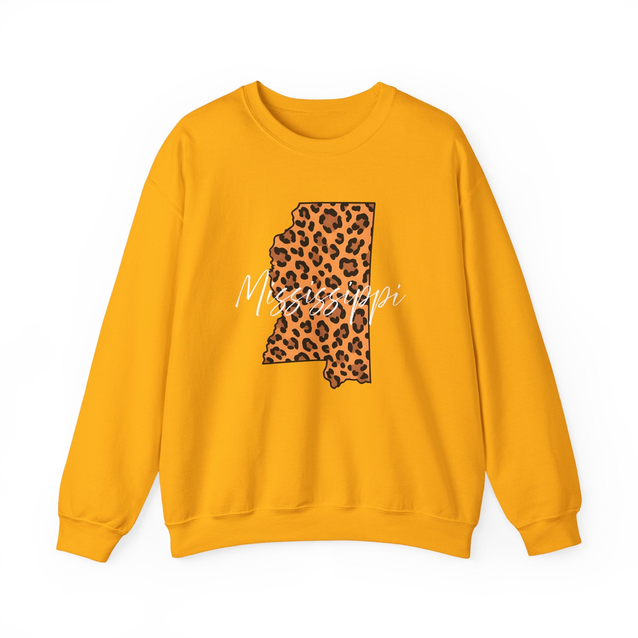 Leopard Print Mississippi Sweatshirt, Animal Print Pullover, Unisex Crewneck, Mississippi Gift, Cozy Leopard Sweatshirt