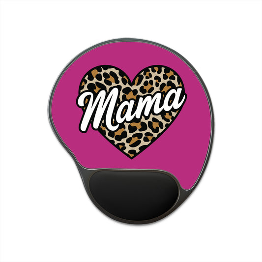 Leopard Print Mama Mouse Pad with Wrist Rest | Animal Print Desk Accessory