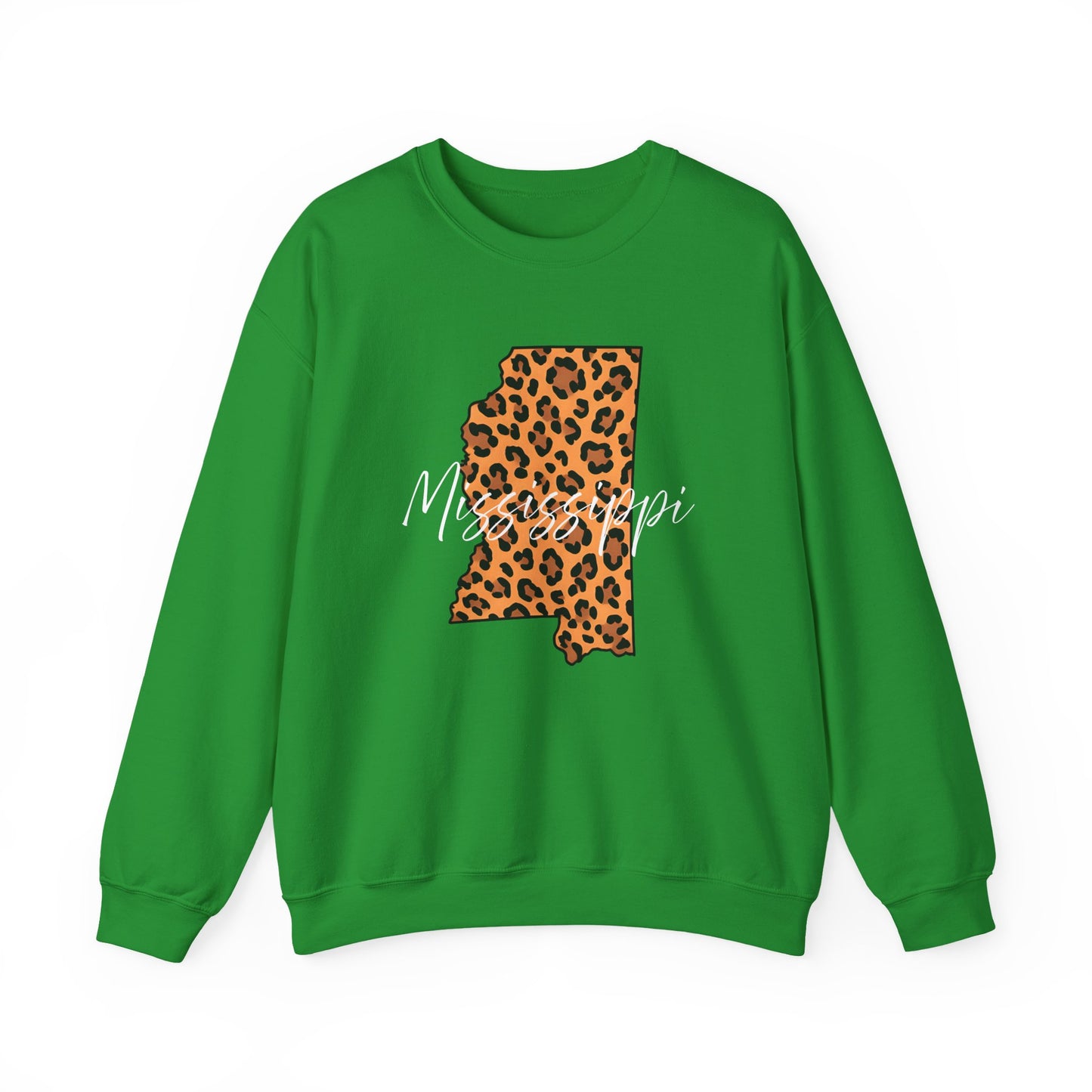 Leopard Print Mississippi Sweatshirt, Animal Print Pullover, Unisex Crewneck, Mississippi Gift, Cozy Leopard Sweatshirt