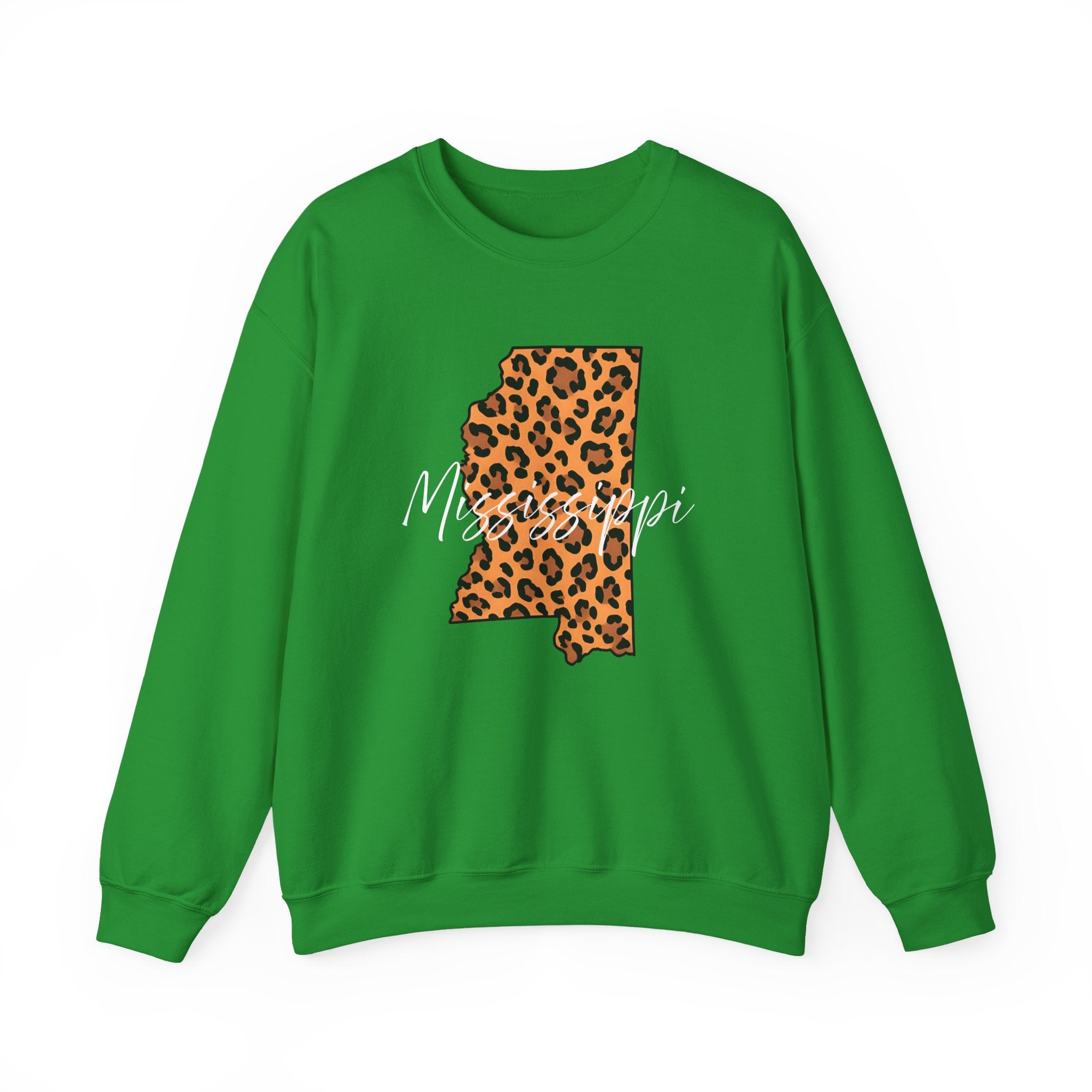 Leopard Print Mississippi Sweatshirt, Animal Print Pullover, Unisex Crewneck, Mississippi Gift, Cozy Leopard Sweatshirt
