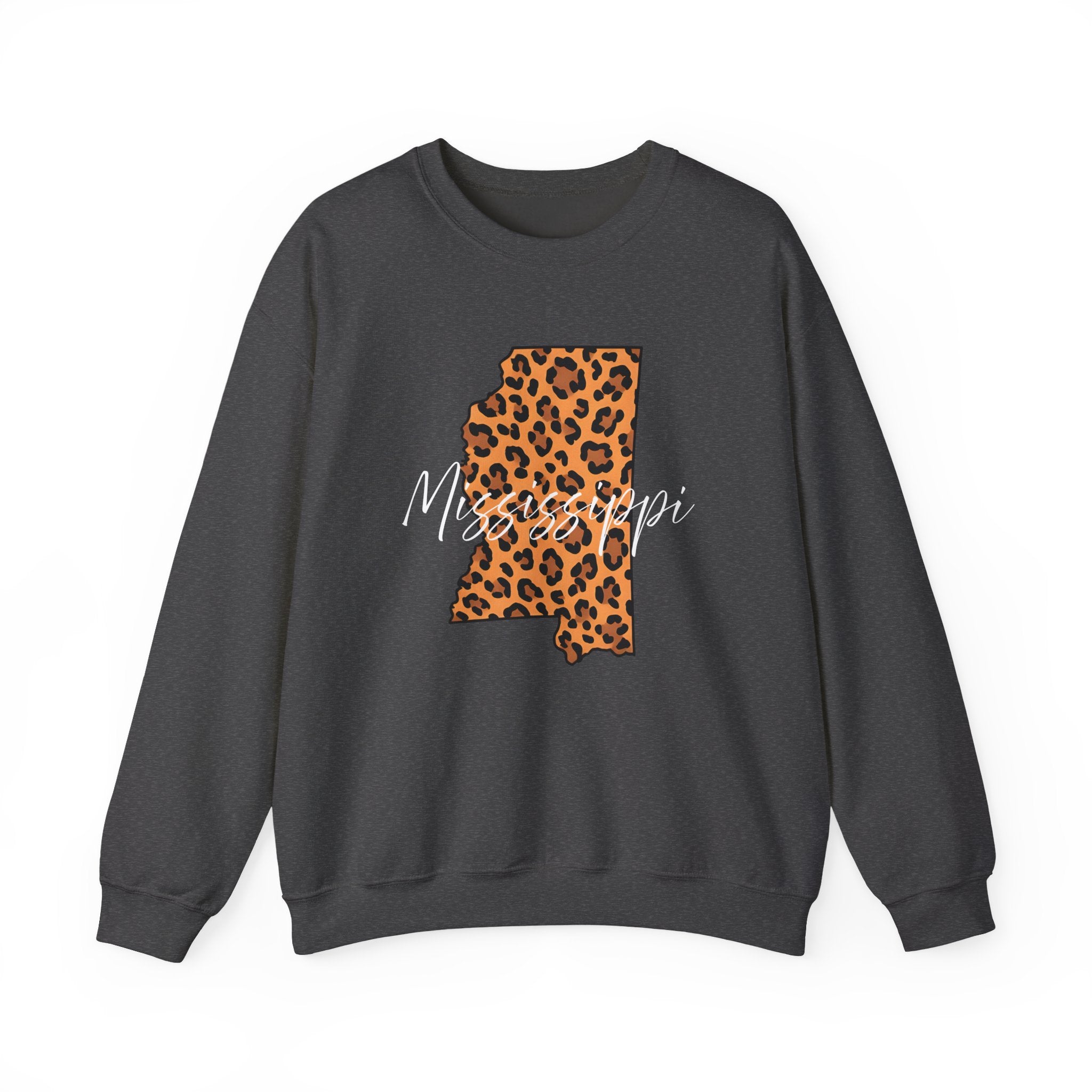 Leopard Print Mississippi Sweatshirt, Animal Print Pullover, Unisex Crewneck, Mississippi Gift, Cozy Leopard Sweatshirt