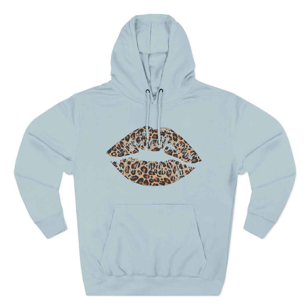 Leopard Print Kiss Lips Hoodie | Animal Print Lip Design