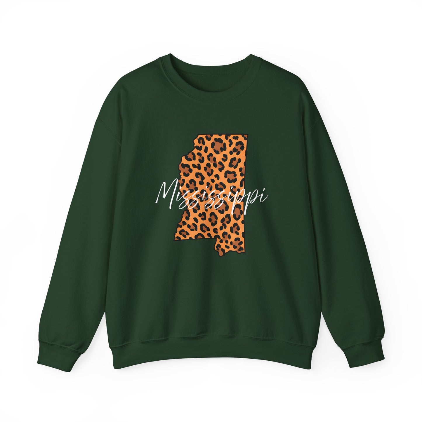 Leopard Print Mississippi Sweatshirt, Animal Print Pullover, Unisex Crewneck, Mississippi Gift, Cozy Leopard Sweatshirt