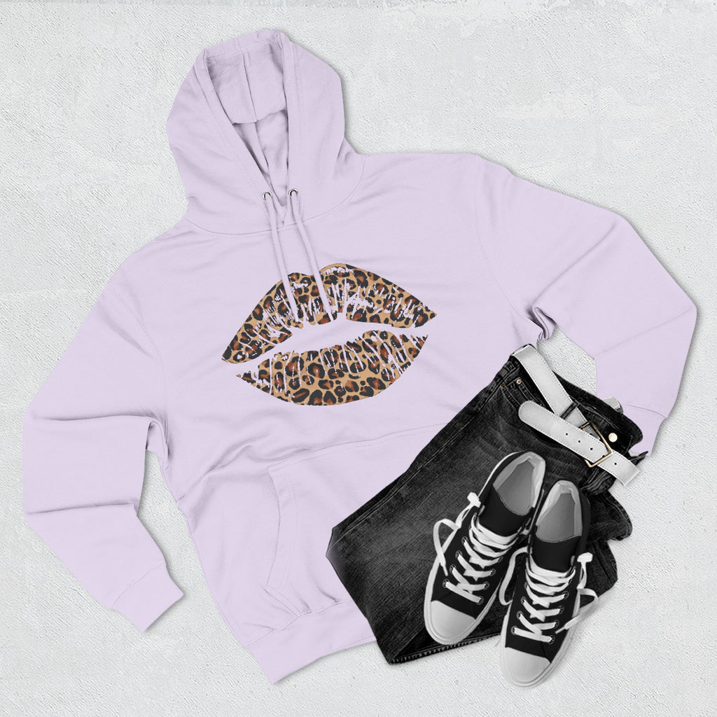 Leopard Print Kiss Lips Hoodie | Animal Print Lip Design