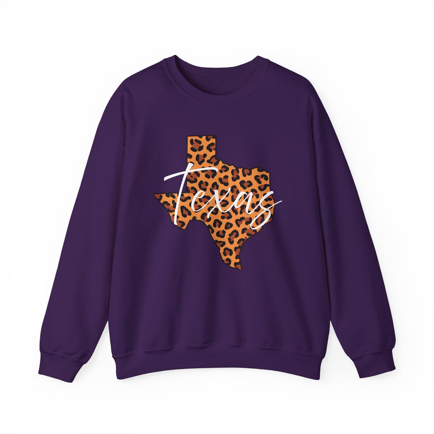 Leopard Print Texas Sweatshirt, Animal Print Pullover, Unisex Crewneck, Texas Gift, Cozy Leopard Sweatshirt, Wildlife Lover