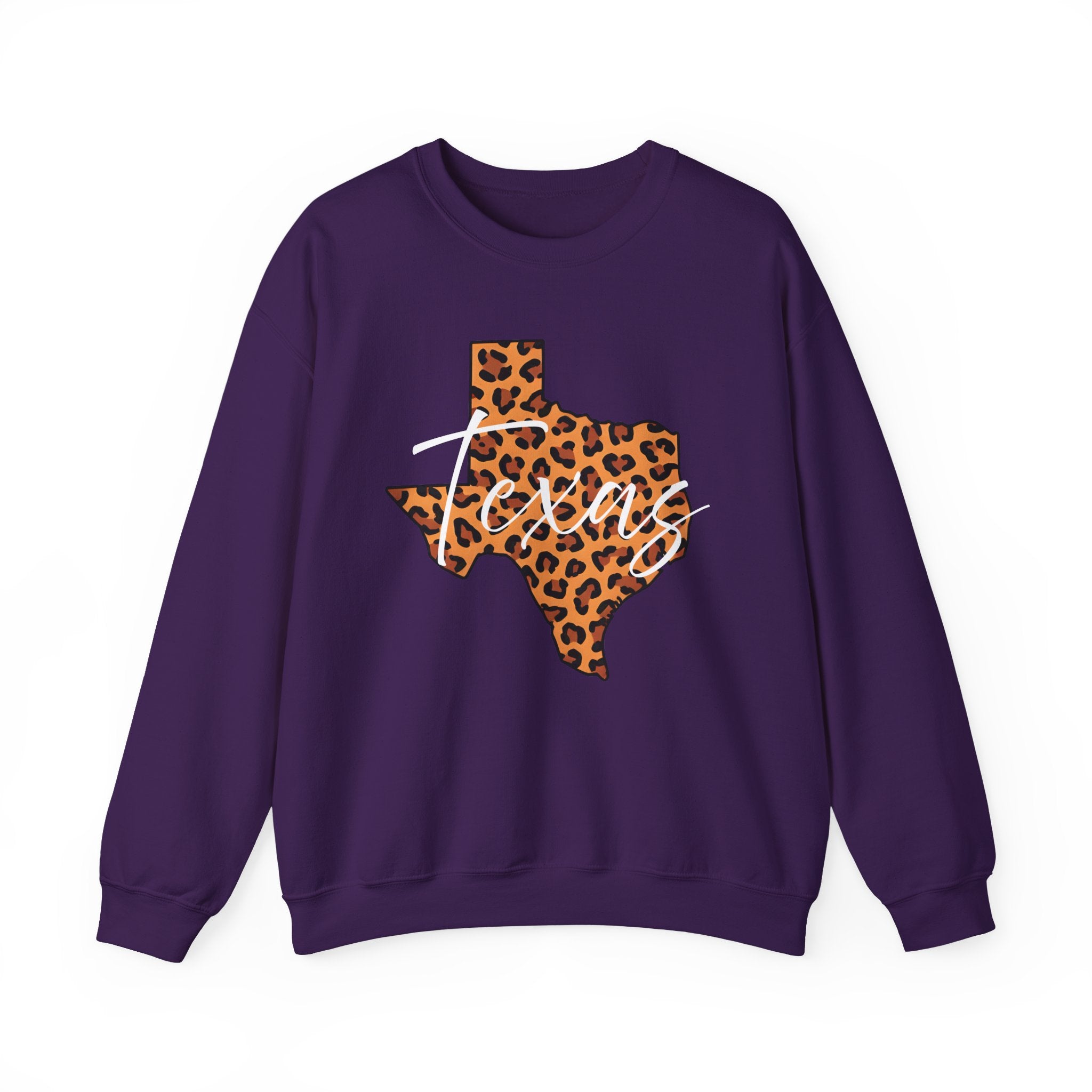 Leopard Print Texas Sweatshirt, Animal Print Pullover, Unisex Crewneck, Texas Gift, Cozy Leopard Sweatshirt, Wildlife Lover