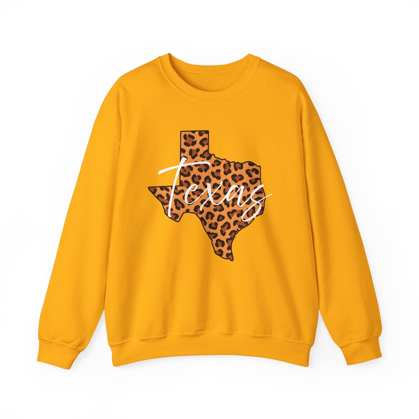 Leopard Print Texas Sweatshirt, Animal Print Pullover, Unisex Crewneck, Texas Gift, Cozy Leopard Sweatshirt, Wildlife Lover