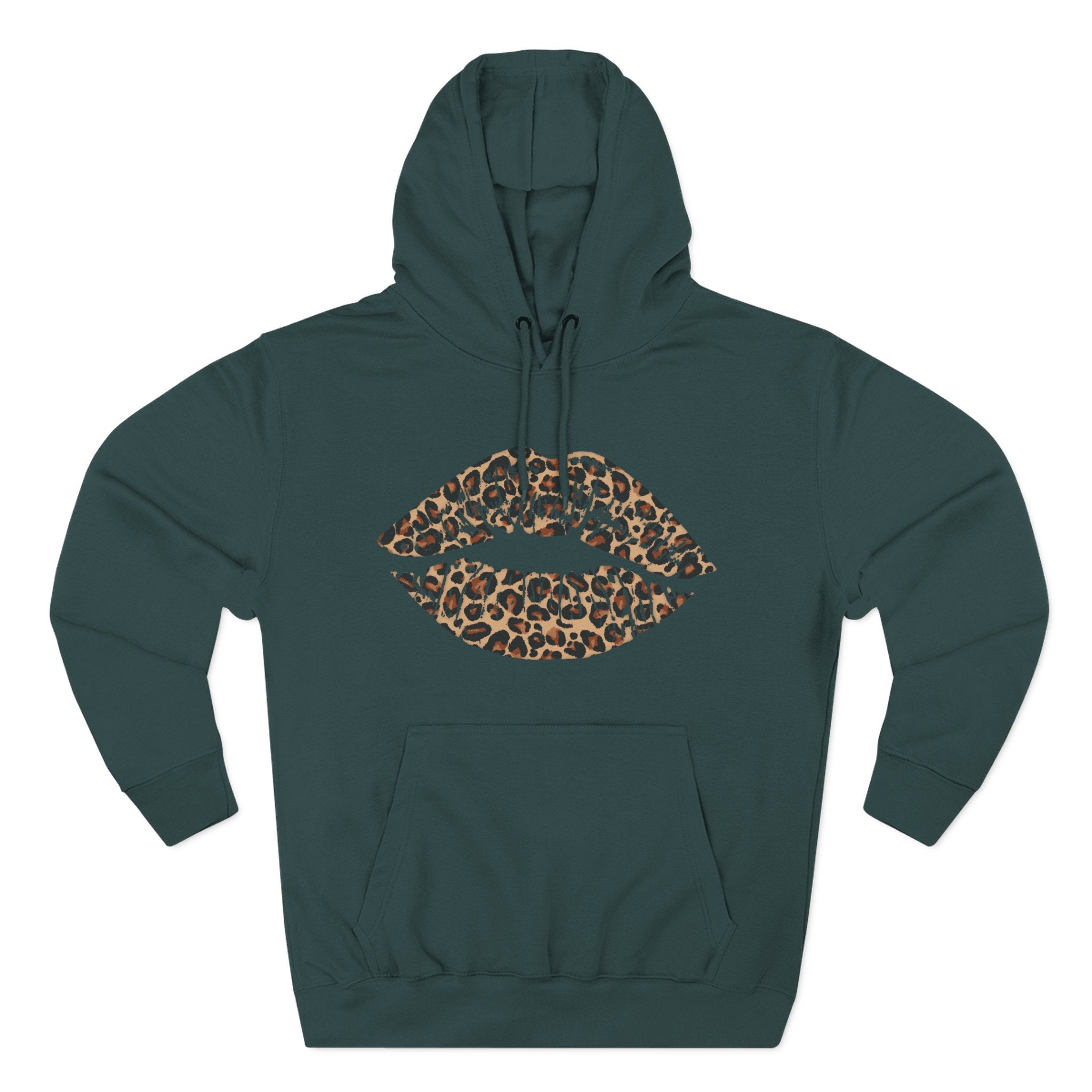 Leopard Print Kiss Lips Hoodie | Animal Print Lip Design