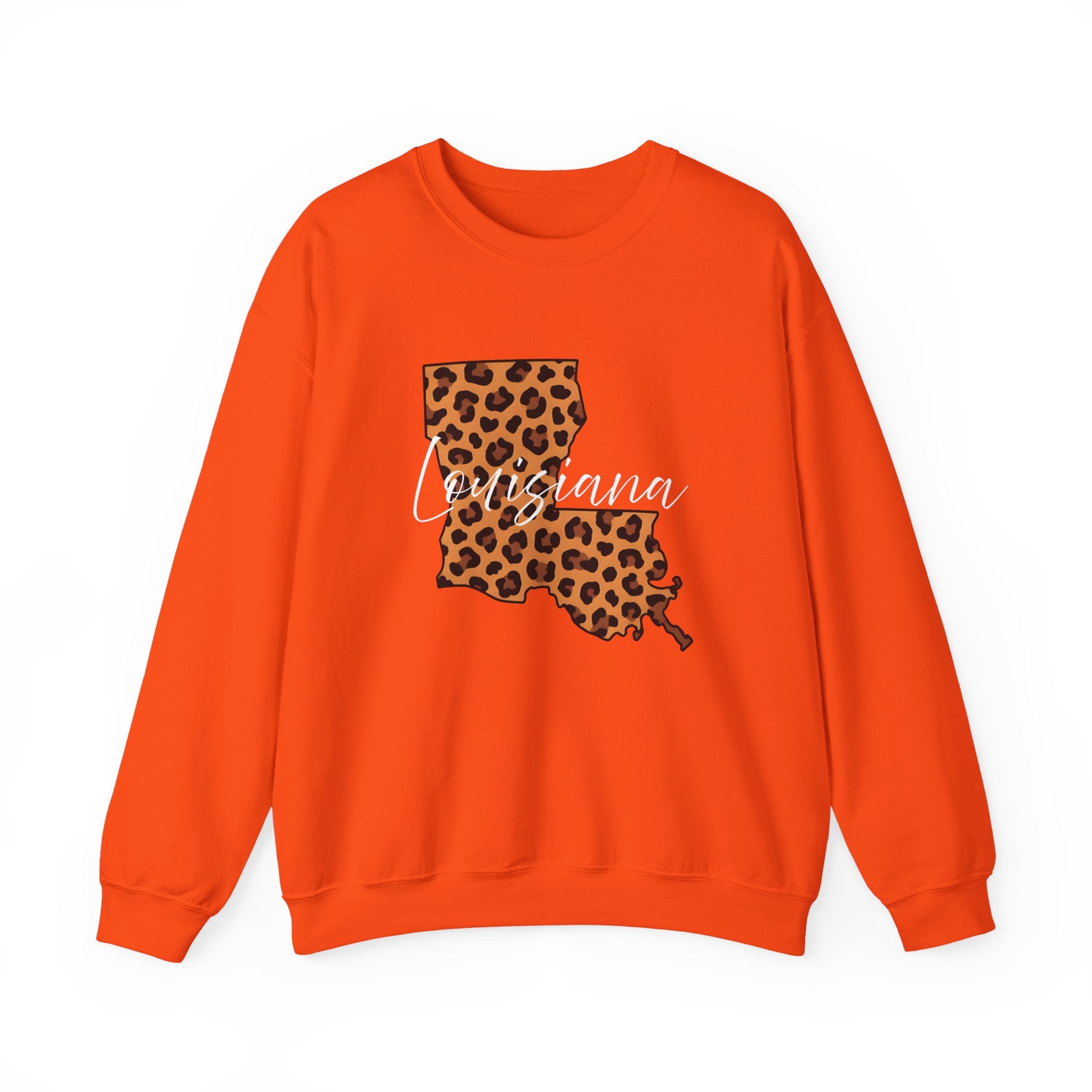 Leopard Print Louisiana Sweatshirt, Animal Print Pullover, Unisex Crewneck, Louisiana Gift, Cozy Leopard Sweatshirt, Wildlife Lover