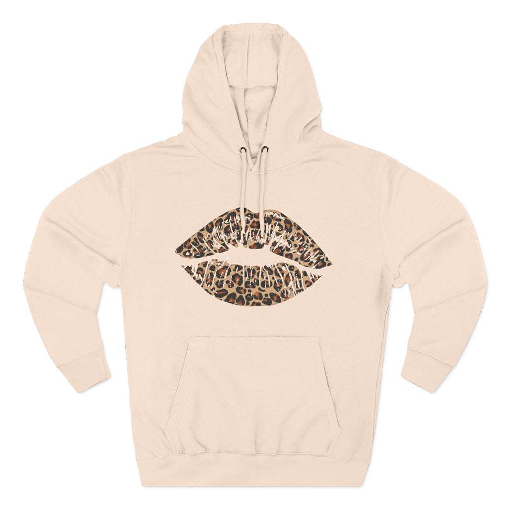 Leopard Print Kiss Lips Hoodie | Animal Print Lip Design