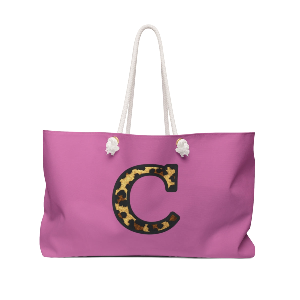 Leopard Initial Weekender Bag | Pink Monogram Tote