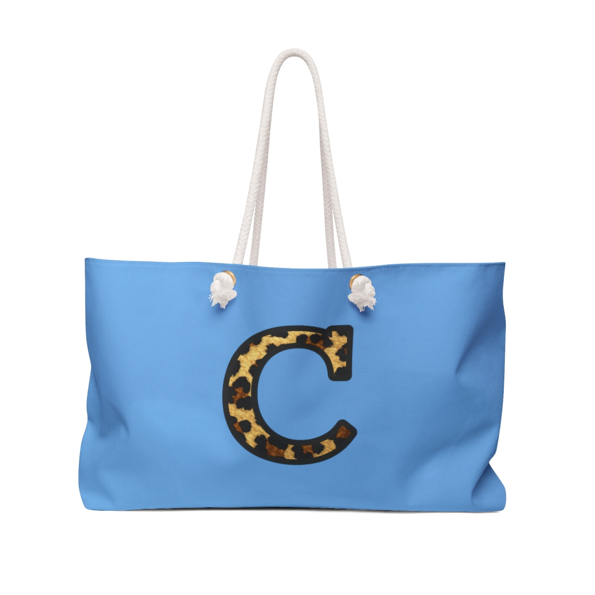 Leopard Initial Weekender Bag | Blue Monogram Tote