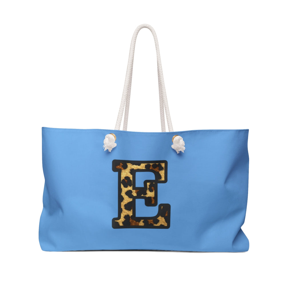 Leopard Initial Weekender Bag | Blue Monogram Tote