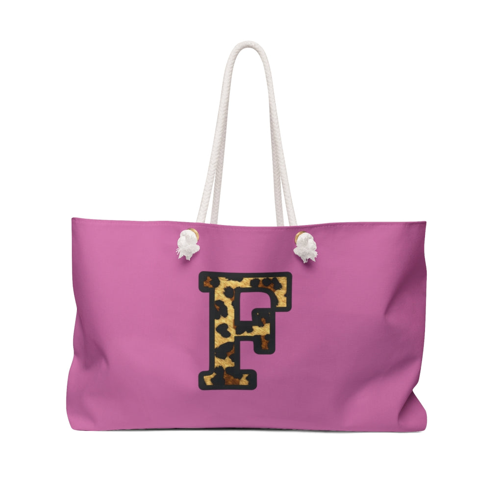 Leopard Initial Weekender Bag | Pink Monogram Tote