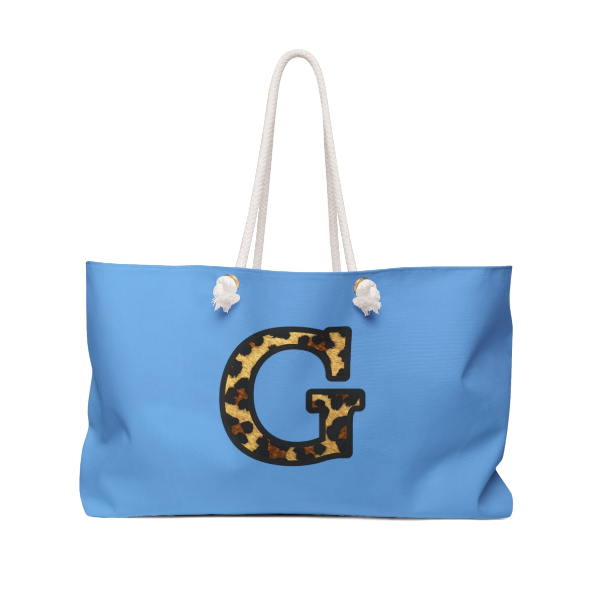 Leopard Initial Weekender Bag | Blue Monogram Tote