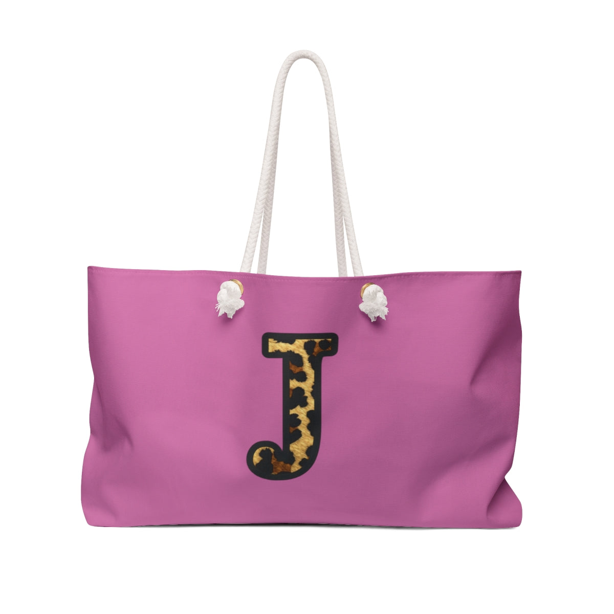 Leopard Initial Weekender Bag | Pink Monogram Tote