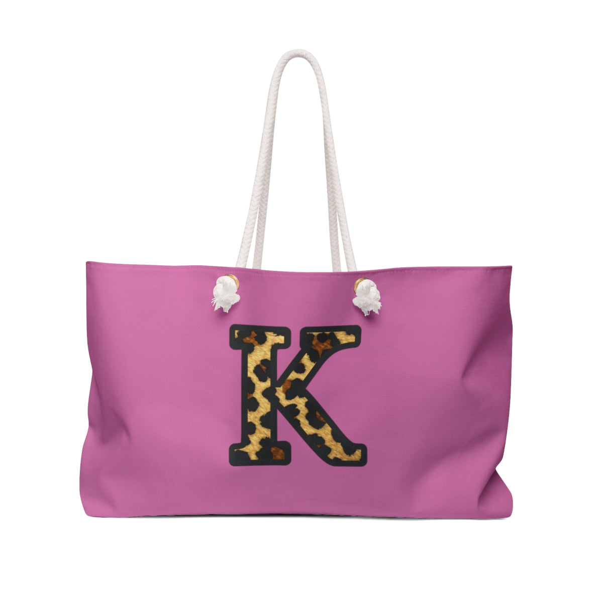 Leopard Initial Weekender Bag | Pink Monogram Tote