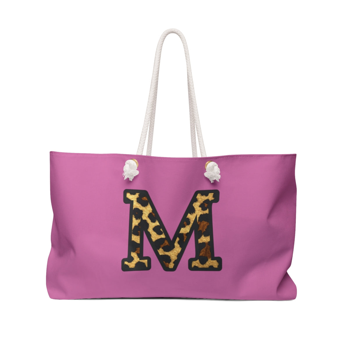 Leopard Initial Weekender Bag | Pink Monogram Tote